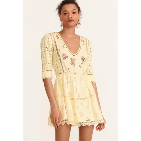 LoveShackFancy Dresses & Skirts - LoveShackFancy Jobelle Mini Dress Lemon Sun size Small NWT